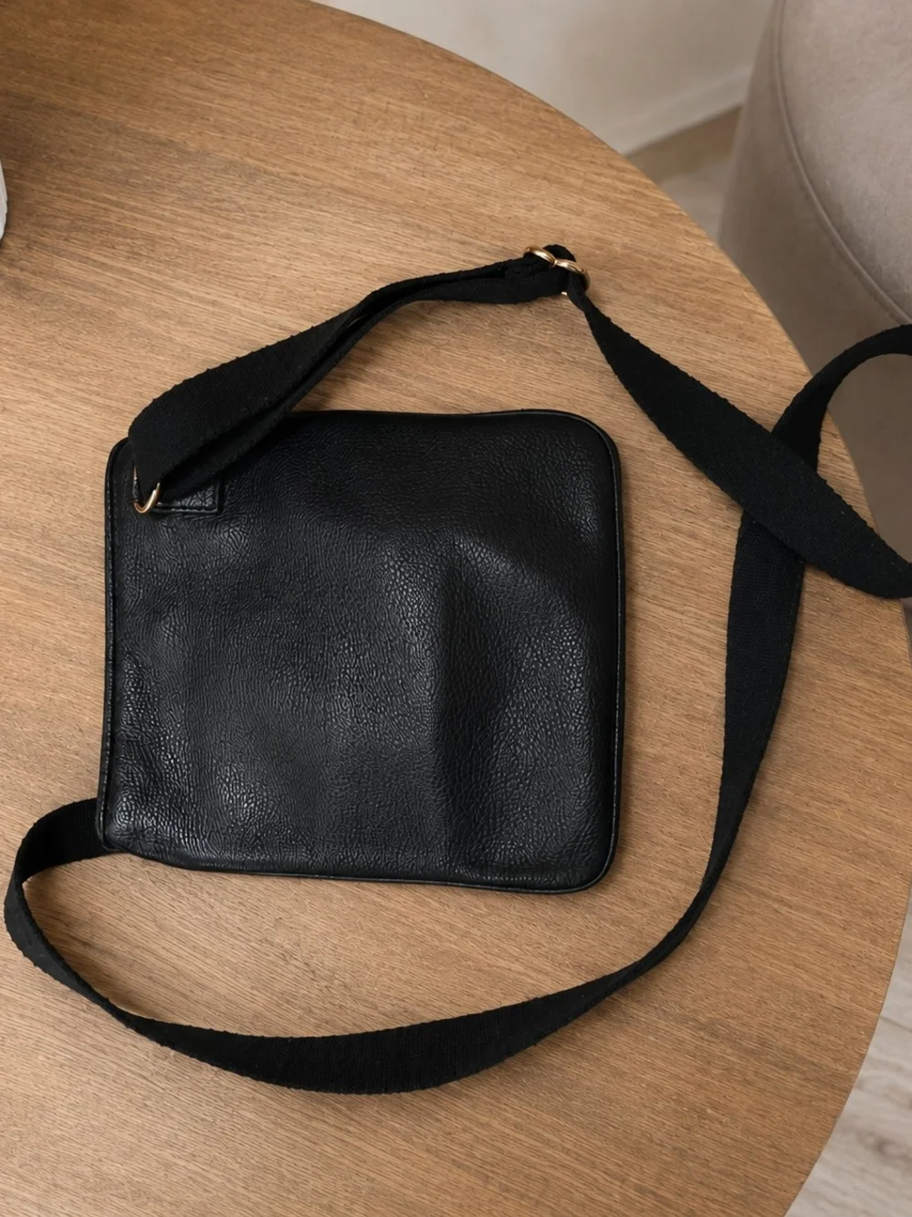 Michael Kors Black Leather Crossbody with Gold MK Emblem